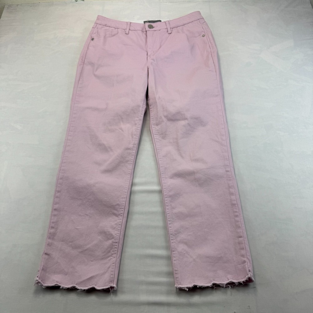 Wit & Wisdom Crop Straight Jeans Womens 8 Light Pink Denim Raw Hem Streetwear